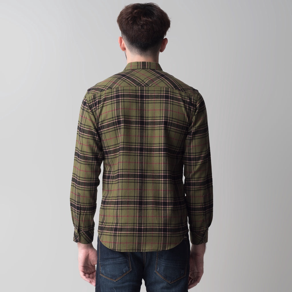 Benhill Kemeja Pria Flannel Lengan Panjang  Kotak Hijau 28068-11733