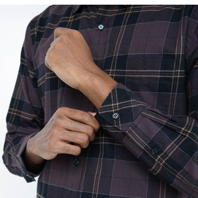 Benhill Kemeja Pria Flannel Lengan Panjang  Kotak Hitam 25258-11233