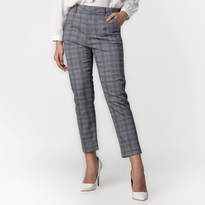 Celana Tartan Wanita "Narae" Plaid Pants Grey 259-32282