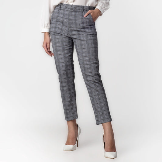Celana Tartan Wanita "Narae" Plaid Pants Grey 259-32282
