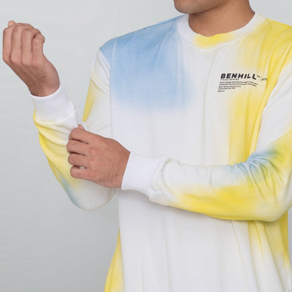 Benhill Sweatshirt Crewneck Tie dye Yellow 484-29150