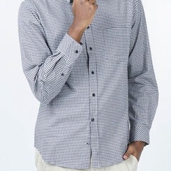 Benhill Kemeja Pria Flannel Lengan Panjang Kotak  Putih 27685-11633