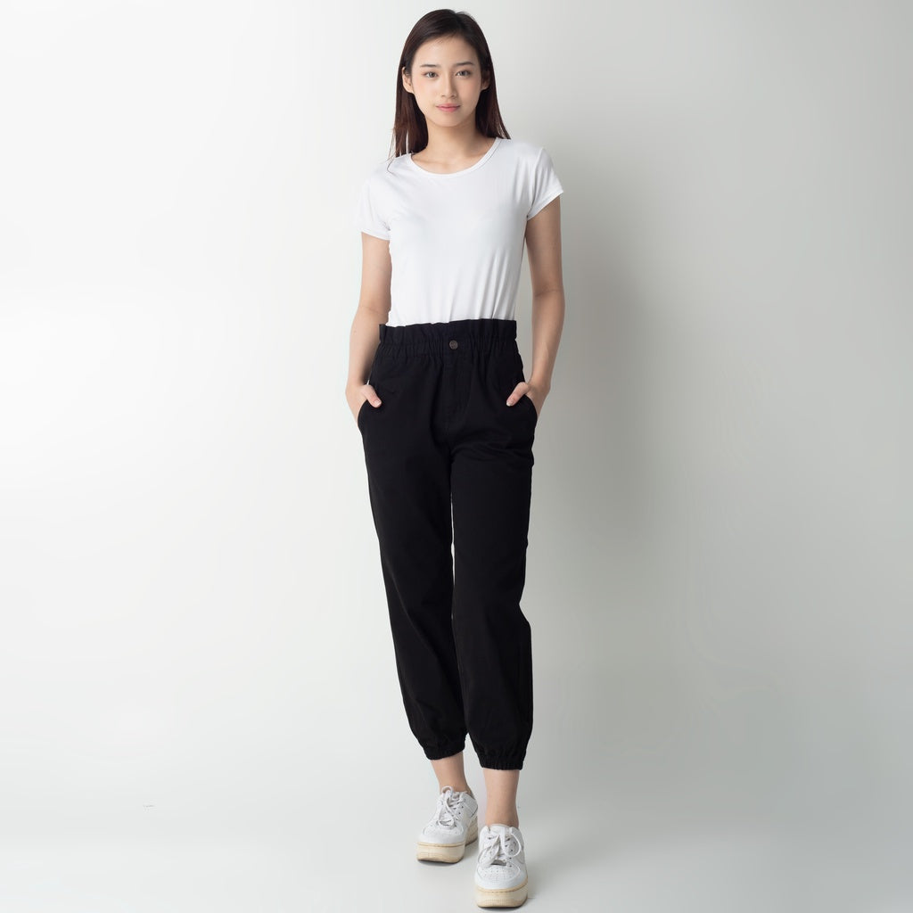 Benhill Celana  "Rae"  Stretch Wanita High Waist Jogger Pants Black 282-32291