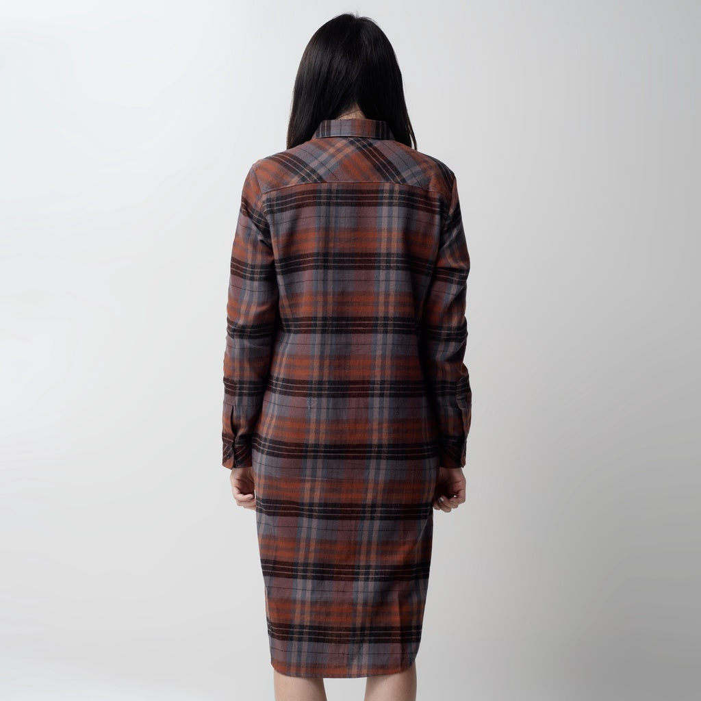 Benhill Kemeja Tunik Flannel Wanita Kotak Coklat 1157-11535