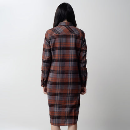 Benhill Kemeja Tunik Flannel Wanita Kotak Coklat 1157-11535