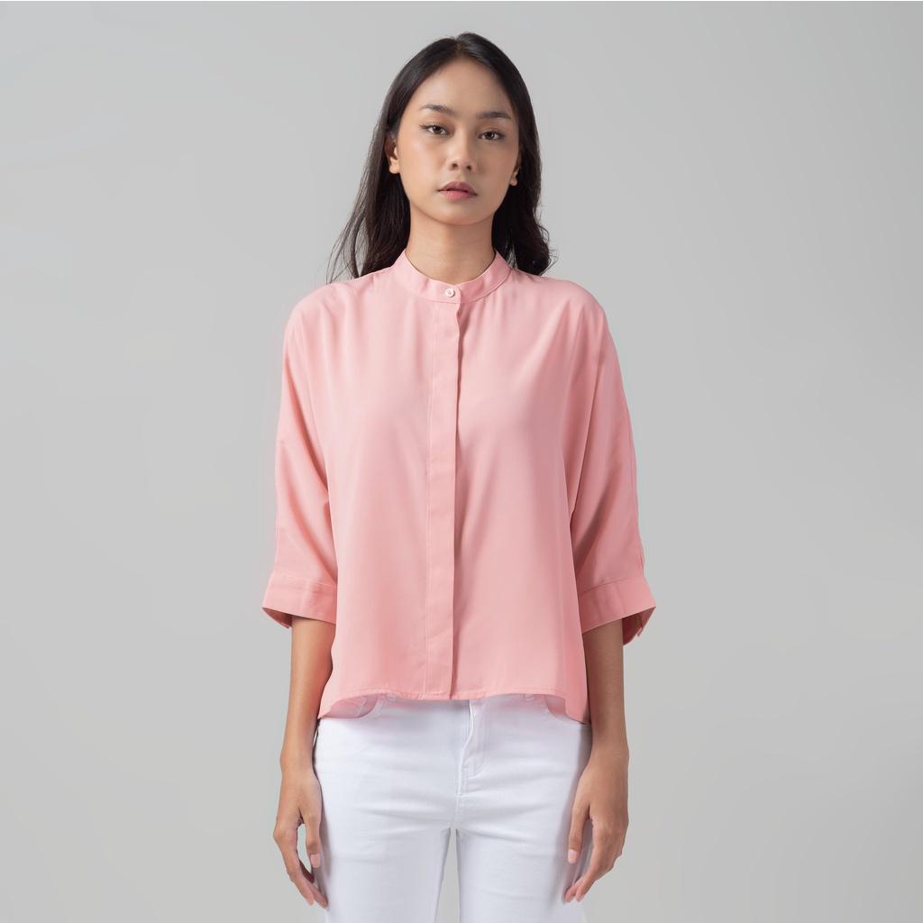 Benhill Kemeja Wanita " Sena" Tops Krah Shanghai Lengan 3/4 Pink A103-29J0M