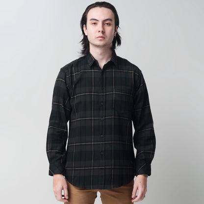 Benhill Kemeja Pria Flannel Lengan Panjang Kotak Hijau 29422-11633