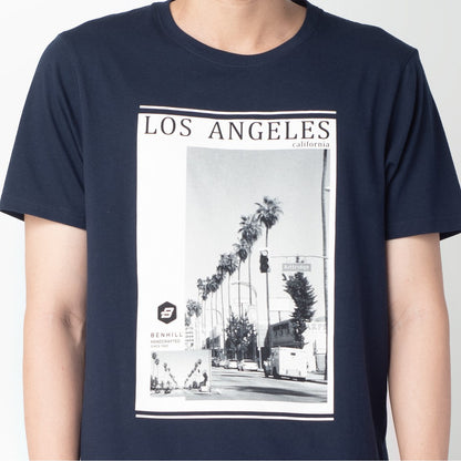 Benhill Kaos Grafis Katun 30s Combed Lengan Pendek Biru 322-35368