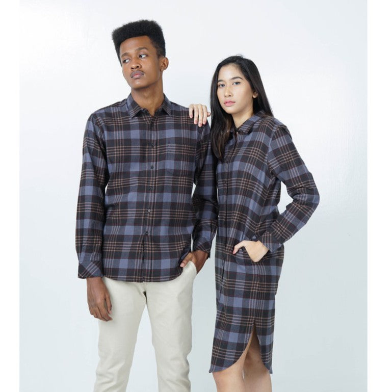 Benhill Kemeja Couple Flannel Kotak Abu 726-11635-53-11633