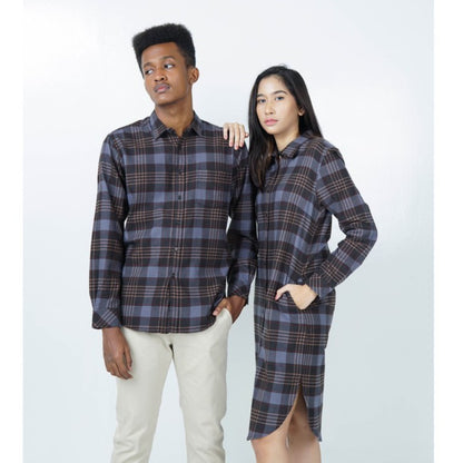 Benhill Kemeja Couple Flannel Kotak Abu 726-11635-53-11633