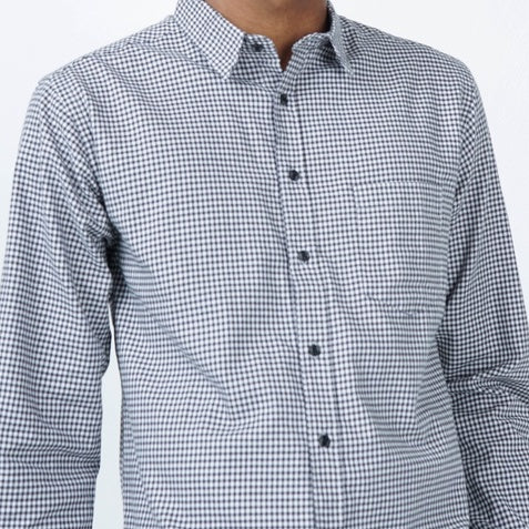 Benhill Kemeja Pria Flannel Lengan Panjang Kotak  Putih 27685-11633