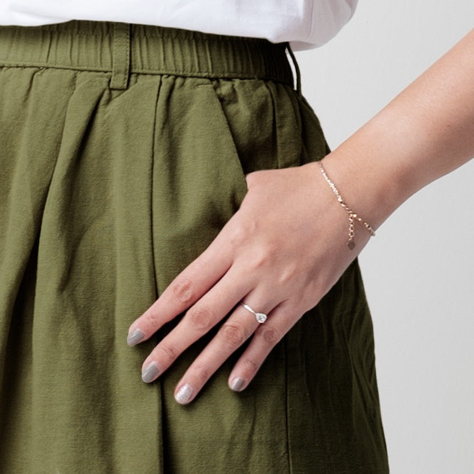 Benhill Celana Wanita Cullotes  Linen  Polos Pinggang Karet  Olive 894-16H95