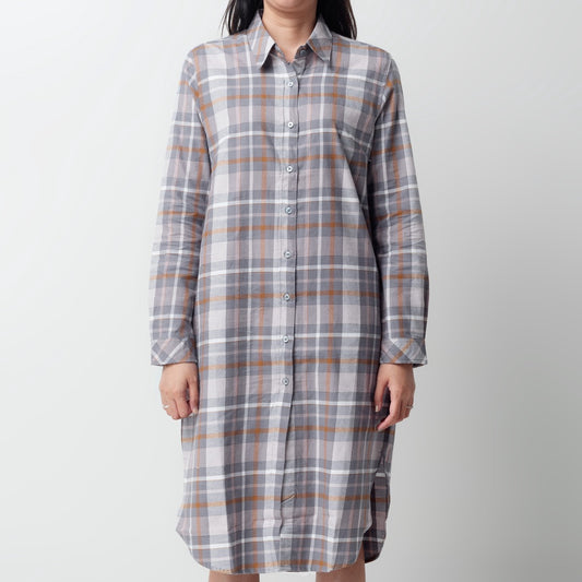 Benhill Kemeja Tunik Flannel Wanita Kotak Abu 1159-11635