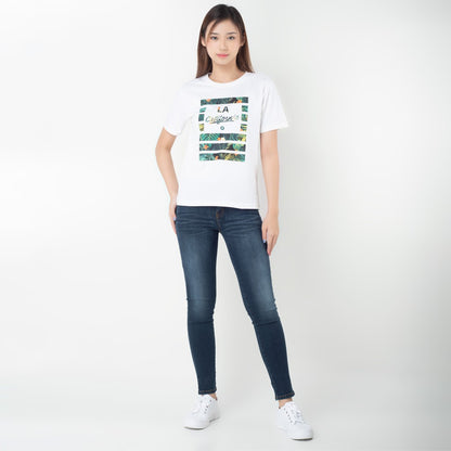 Benhill T-shirt Kaos Wanita Grafis Katun 24s Combed Lengan Pendek Putih 604-35186