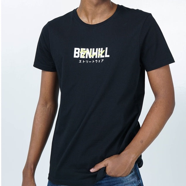 Benhill Kaos Grafis Katun 30s Combed Lengan Pendek Warna Hitam 349-35268