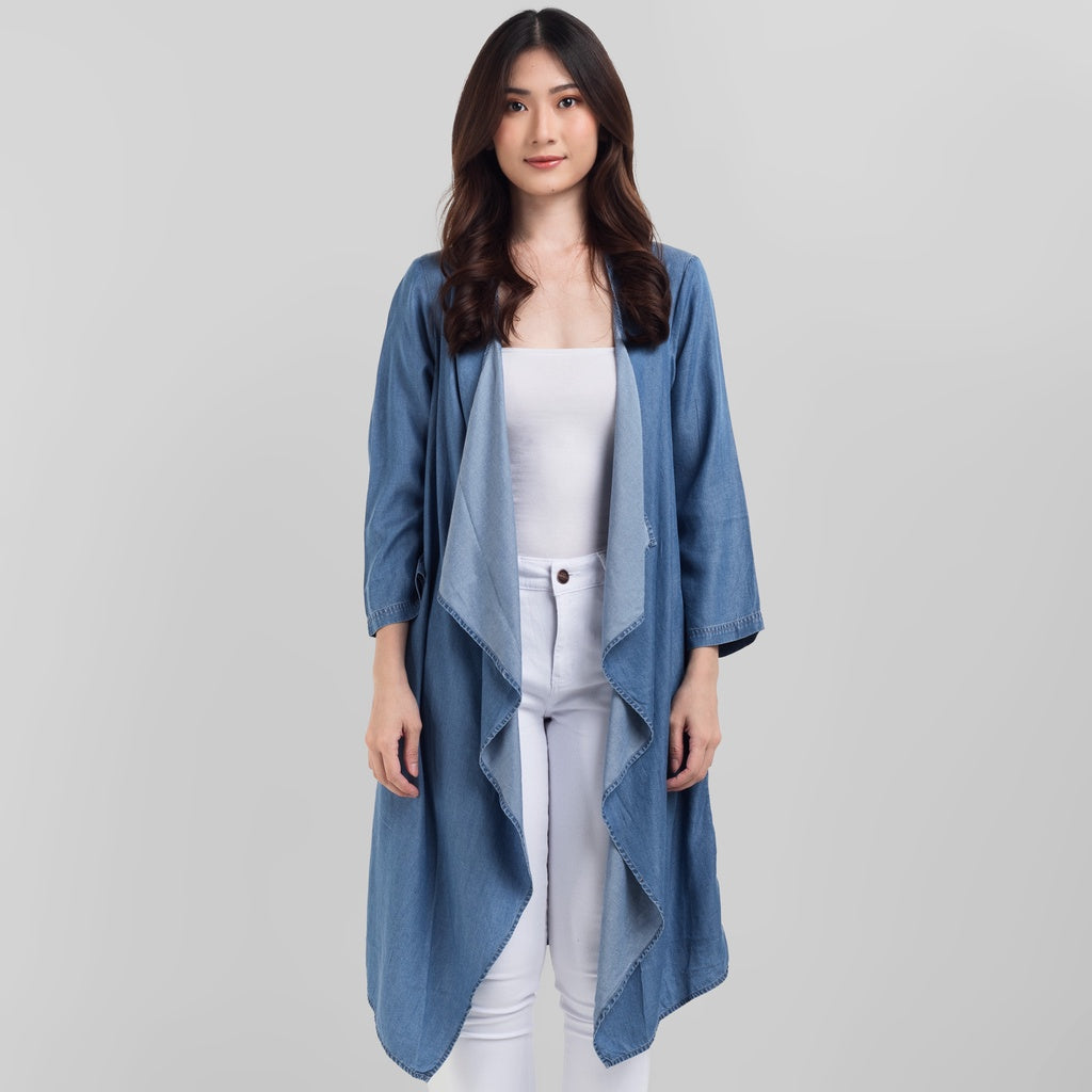 Benhill Cardigan Denim Wanita Lengan Panjang Medium Blue 757-19G17
