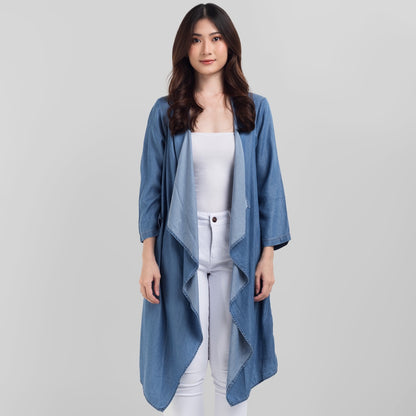 Benhill Cardigan Denim Wanita Lengan Panjang Medium Blue 757-19G17