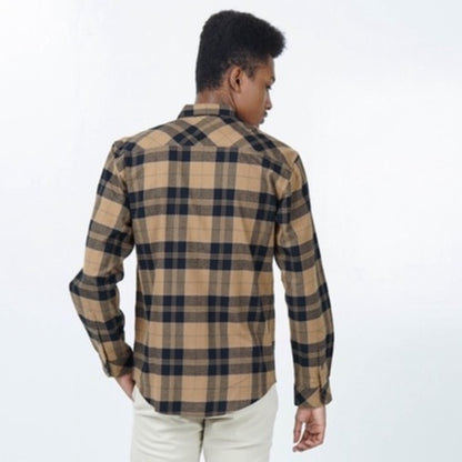 Benhill Kemeja Pria Flannel Lengan Panjang Kotak Coklat 27082-11533