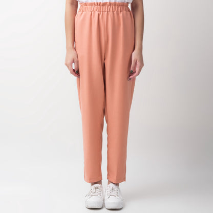 Benhill "Choe" Celana Bahan Wanita High Waist Coral Pink 214-39I74