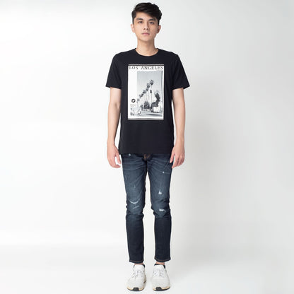 Benhill T-shirt Grafis Katun 30s Combed Lengan Pendek Hitam 322-359-35268