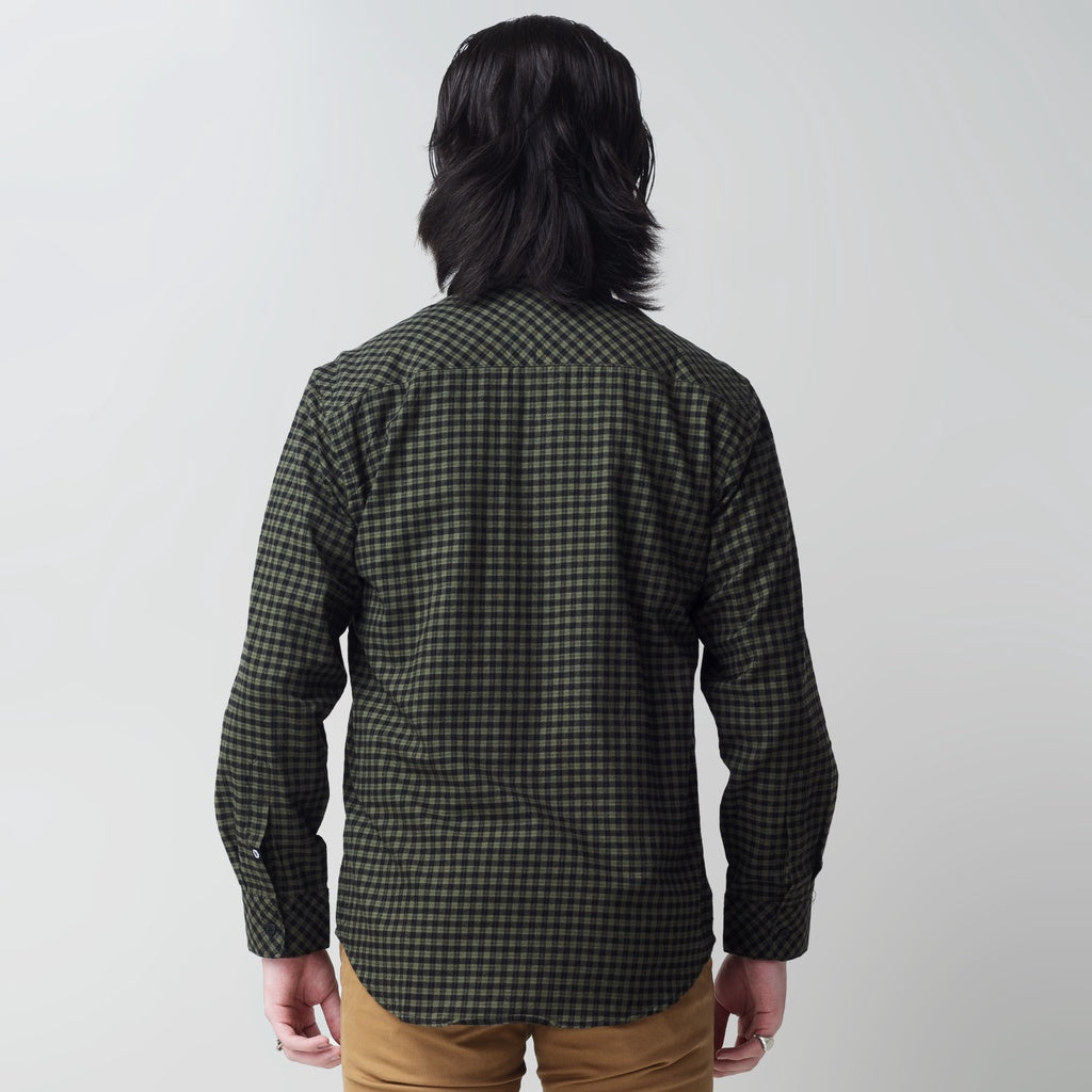 Benhill Kemeja Pria Flannel Lengan Panjang Kotak Olive 25274-11H33