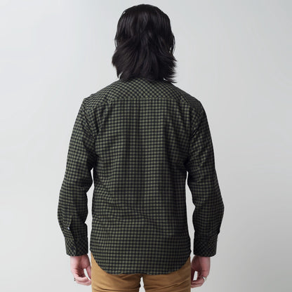 Benhill Kemeja Pria Flannel Lengan Panjang Kotak Olive 25274-11H33