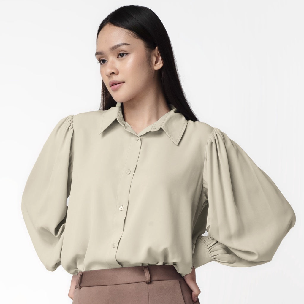 Benhill Kemeja Wanita " Seori" Tops Lengan Panjang Olive 867-39779