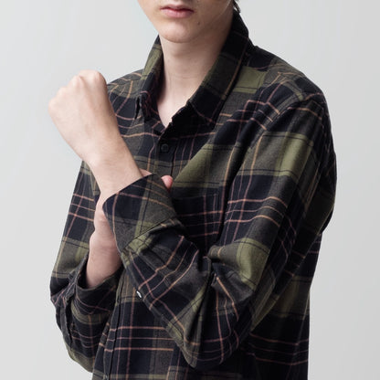 Benhill Kemeja Pria Flannel Lengan Panjang Kotak Hijau 28182-83-11S33