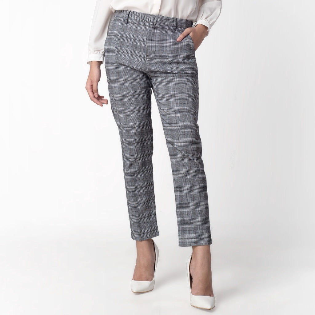 Celana Tartan Wanita Plaid Pants Kotak Grey 262-32282