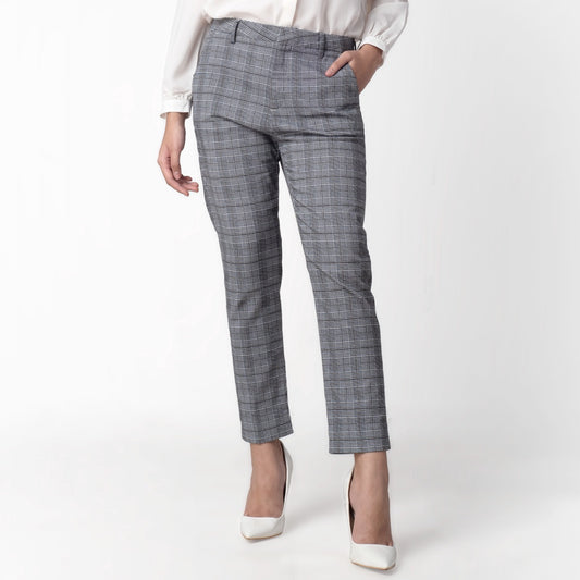 Celana Tartan Wanita Plaid Pants Kotak Grey 262-32282