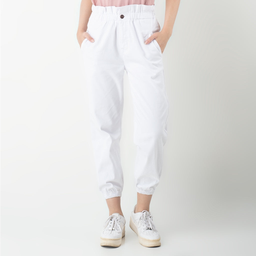 Benhill Celana  "Rae"  Stretch Wanita High Waist Jogger Pants White 284-32191