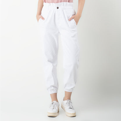 Benhill Celana  "Rae"  Stretch Wanita High Waist Jogger Pants White 284-32191