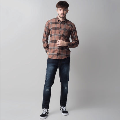Benhill Kemeja Pria Flannel Lengan Panjang  Kotak Coklat 27093-11533