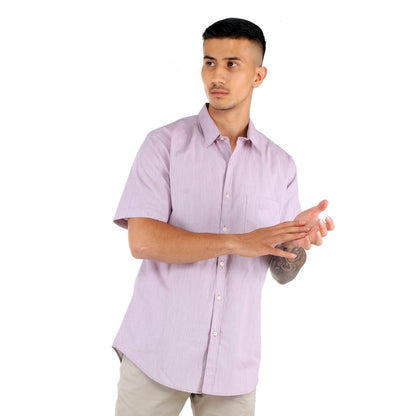 Benhill Kemeja Pria Basic  Polos  Lengan Pendek Katun Filafil  Lilac  27331-32-13834