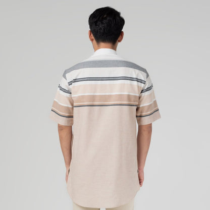 Benhill Baju Koko Pria Qurta Kurta Salur Pendek Cream 29292-3190H