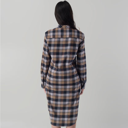 Benhill Kemeja Tunik Flannel Wanita Kotak Abu 0731-11335