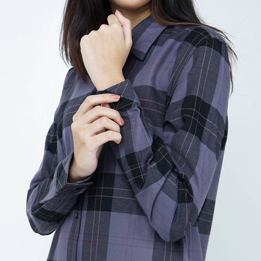 Benhill Kemeja Tunik Flannel Wanita Kotak  Abu-0713-11635