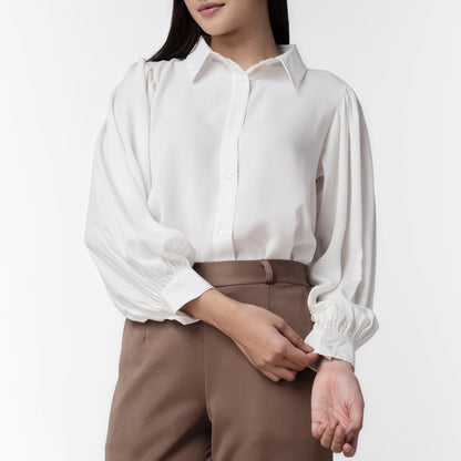 Benhill Kemeja Wanita " Seori" Tops Lengan Panjang Puff Off White 252-39179