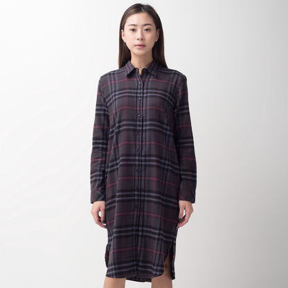 Benhill Kemeja Tunik Flannel Wanita Kotak Abu 292-11635