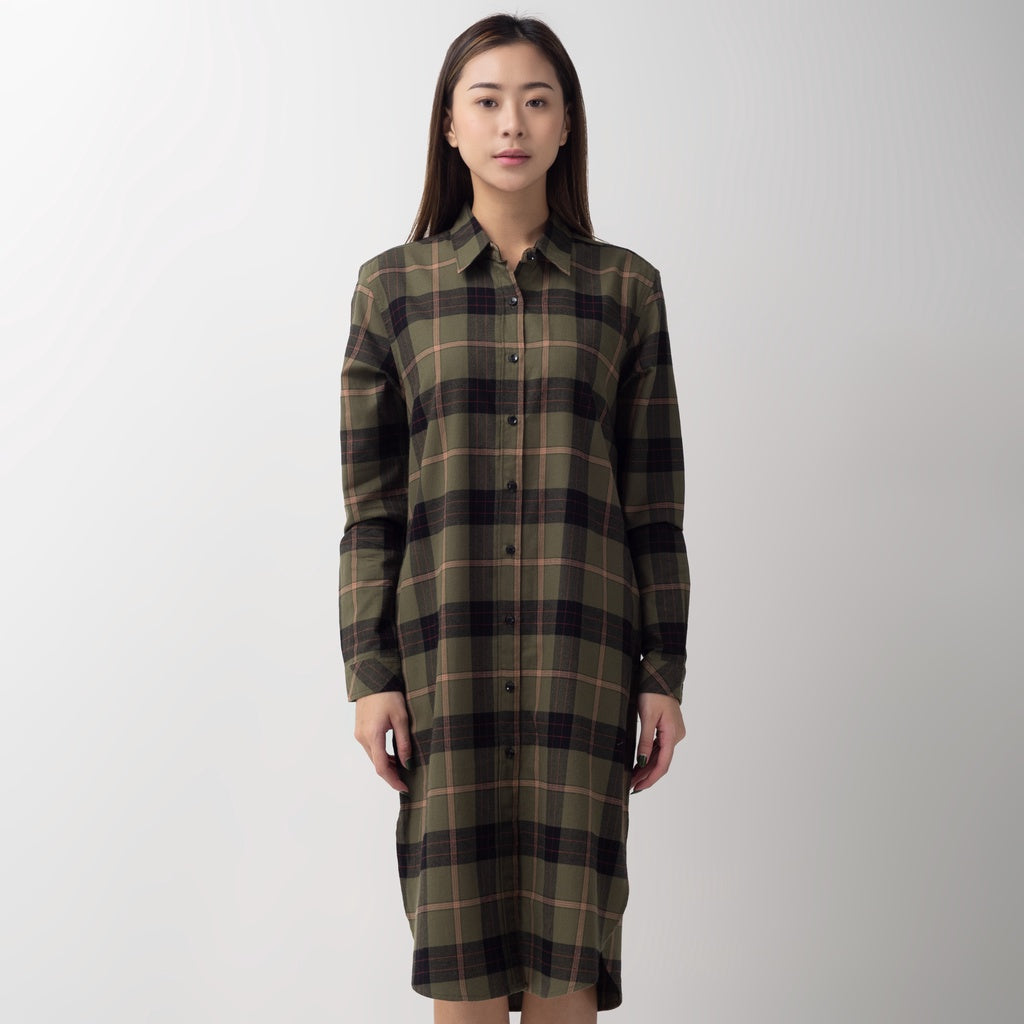 Benhill Kemeja Tunik Flannel Wanita Kotak  Hijau 755-11735