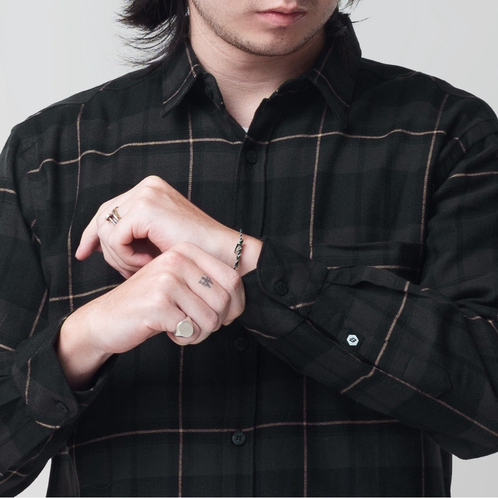 Benhill Kemeja Pria Flannel Lengan Panjang Kotak Hijau 29422-11633