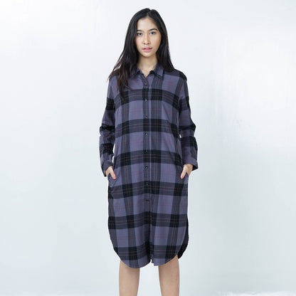 Benhill Kemeja Tunik Flannel Wanita Kotak  Abu-0713-11635