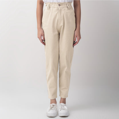 Benhill "Minji" Celana Panjang High Waist Wanita Beige  988-22955