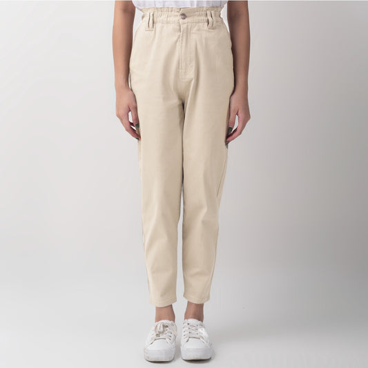 Benhill "Minji" Celana Panjang High Waist Wanita Beige  988-22955