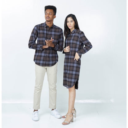 Benhill Kemeja Pria Flannel Lengan Panjang Kotak  Abu 53-11633