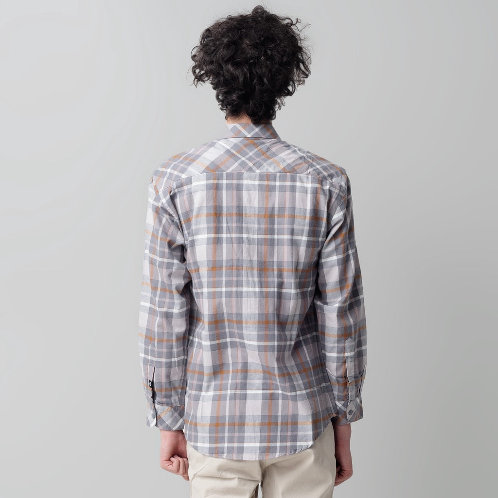 Benhill Kemeja Pria Flanel Panjang Kotak Abu art. 28186-11633