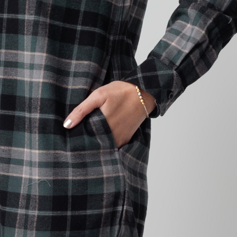 Benhill Kemeja Tunik Flannel Wanita Kotak Hijau 1160-21735