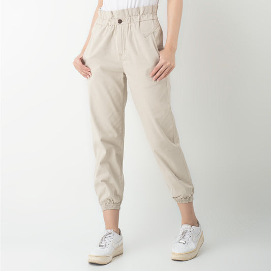 Benhill Celana  "Rae"  Stretch Wanita High Waist Jogger Pants Beige 283-32991