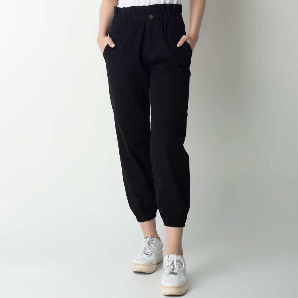 Benhill Celana  "Rae"  Stretch Wanita High Waist Jogger Pants Black 282-32291