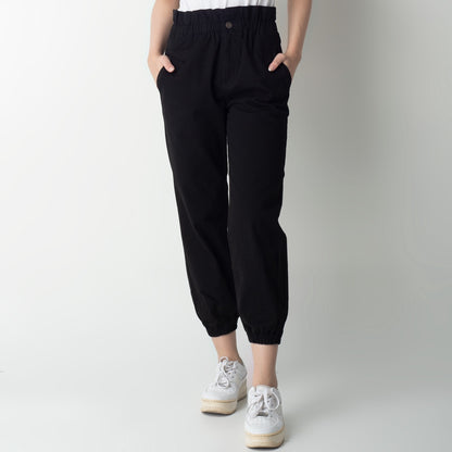 Benhill Celana  "Rae"  Stretch Wanita High Waist Jogger Pants Black 282-32291